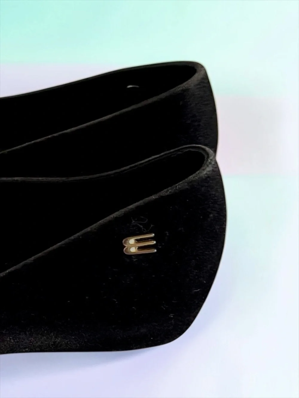 Mini Melissa Peep‑Toe Flats Black Velvet Matte Girls Size 13 Like New